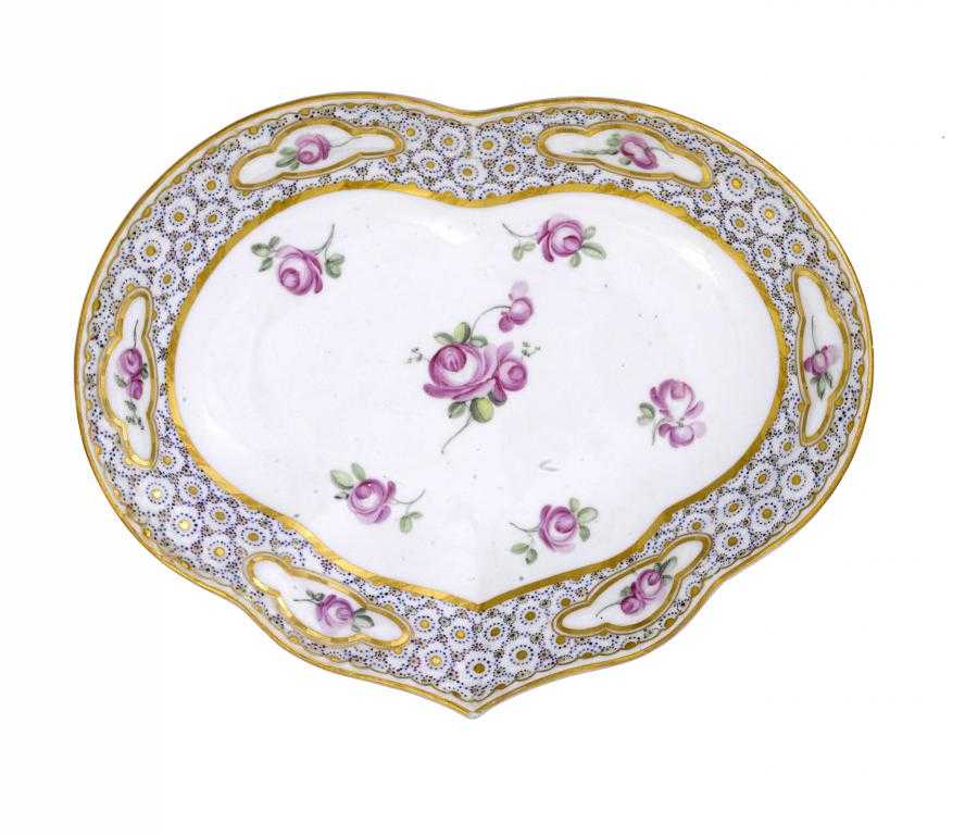 Appraisal: A DERBY KIDNEY SHAPED DESSERT DISH painted in S vres