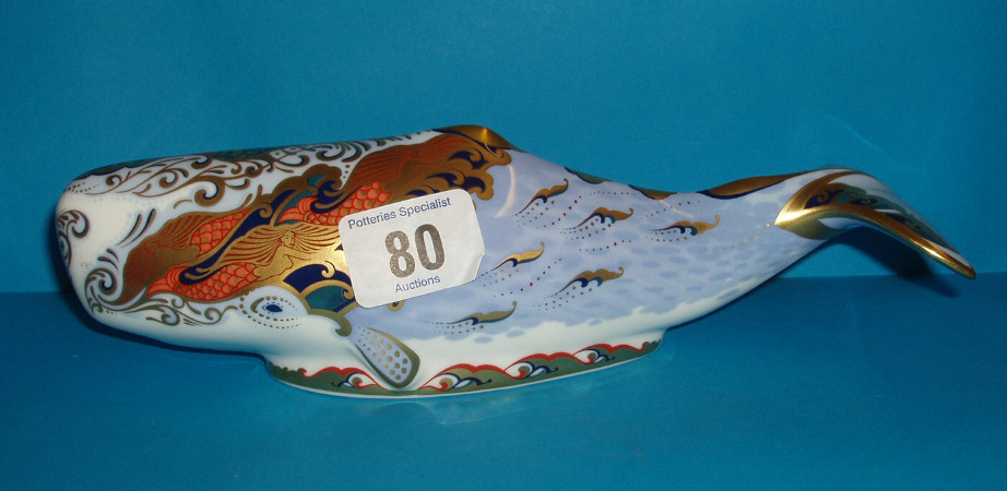 Appraisal: Royal Crown Derby Oceanic Whale Signed By Louise Adams Boxed