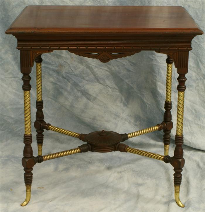 Appraisal: Mahogany and brass Victorian lamp table in the style of