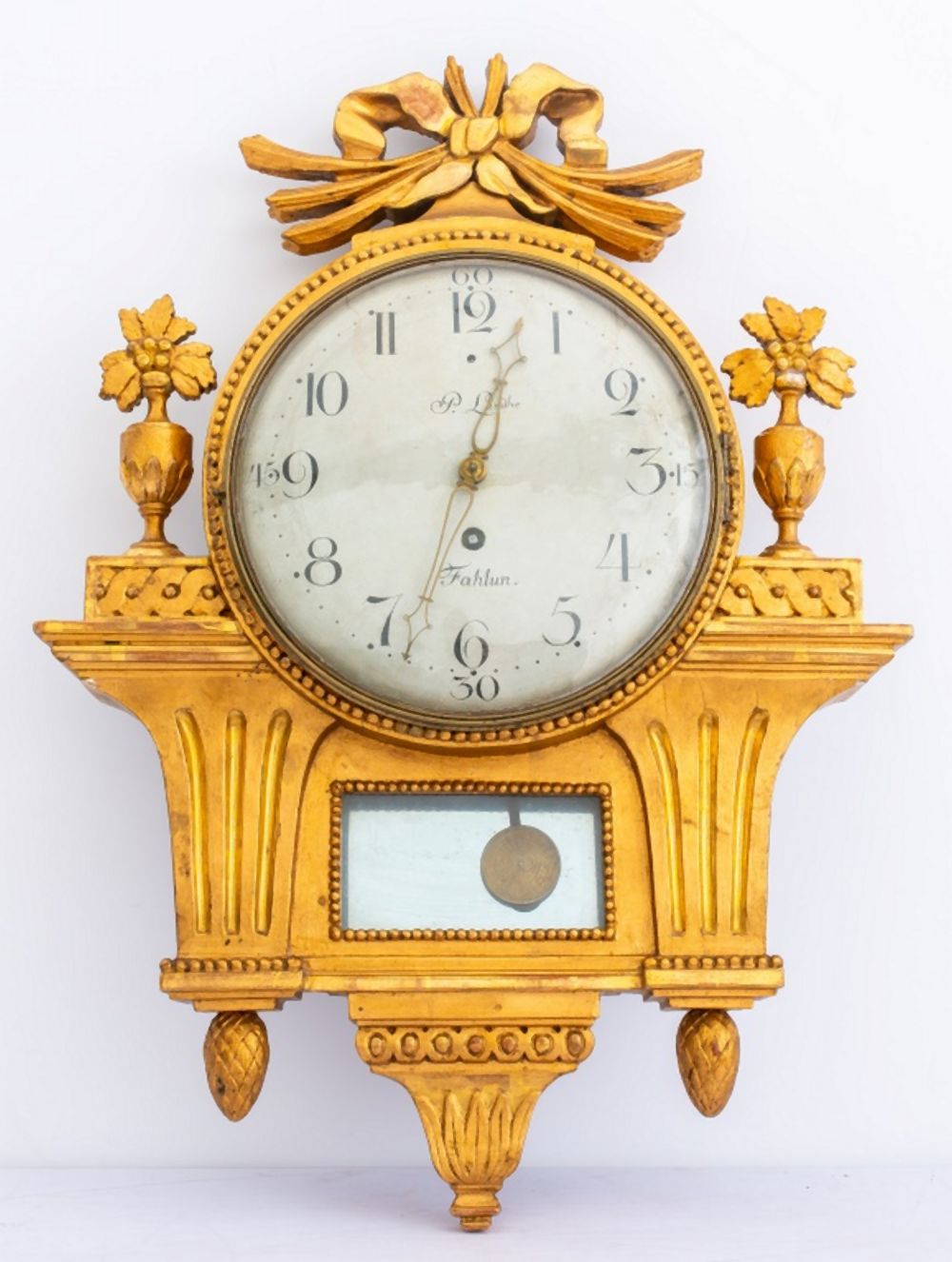 Appraisal: GUSTAVIAN SWEDISH GILTWOOD WALL CLOCK Gustav IV Period Swedish Neoclassical