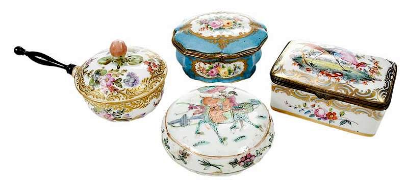 Appraisal: Four Porcelain Jewelry Boxes British and French th century group