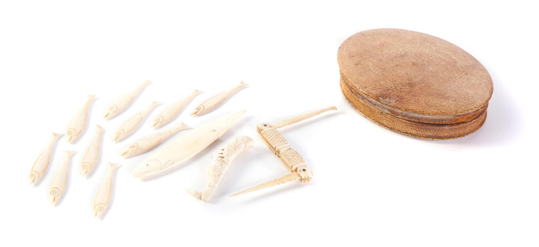 Appraisal: GROUP OF CARVED BONE ACCESSORIES American and or European th