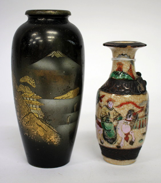 Appraisal: AN EARLY TH CENTURY JAPANESE ENAMELLED BRONZE VASE cm in