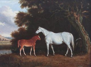 Appraisal: English School th century Horses in Landscape English School th