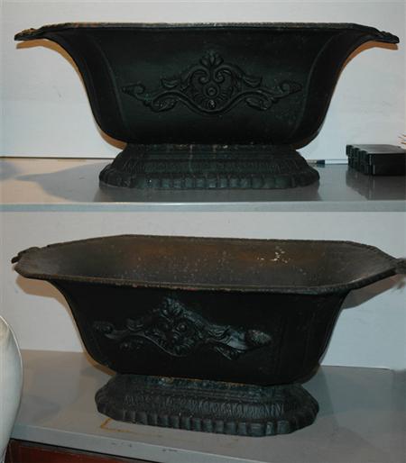 Appraisal: Pair of Neoclassical Style Cast Iron Jardinieres Estimate nbsp nbsp