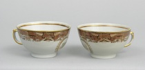 Appraisal: A Pair of Chinese Export Teacups With Brown Fitzhugh Decoration