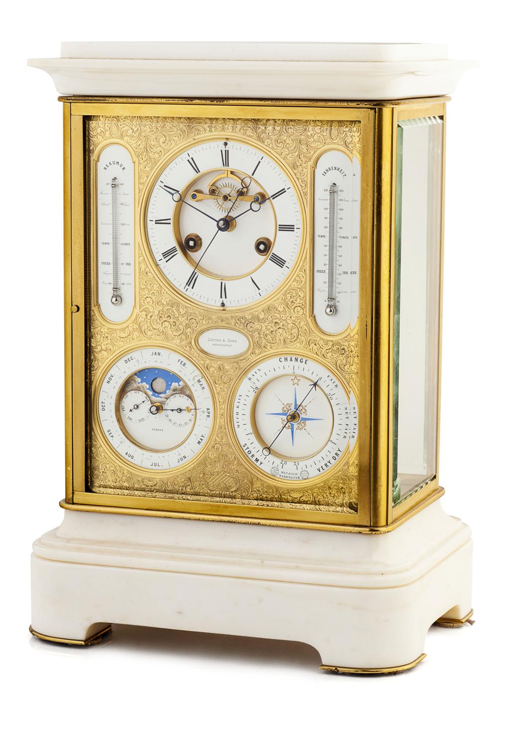 Appraisal: FINE AND LARGE FRENCH WHITE MARBLE AND FOUR GLASS CALENDAR