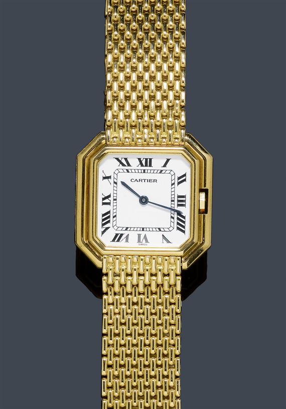 Appraisal: LADY'S WRISTWATCH CARTIER s Yellow gold Ref Rectangular gold case