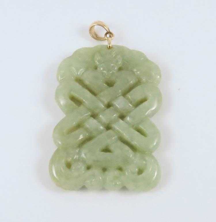 Appraisal: MASON KAY JADEITE AND FOURTEEN KARAT GOLD PENDANT with certificate