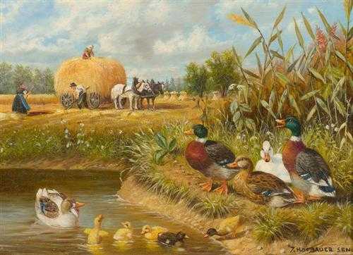 Appraisal: HOFBAUER SEN JOSEF Senden - Munich Landscape with ducks and