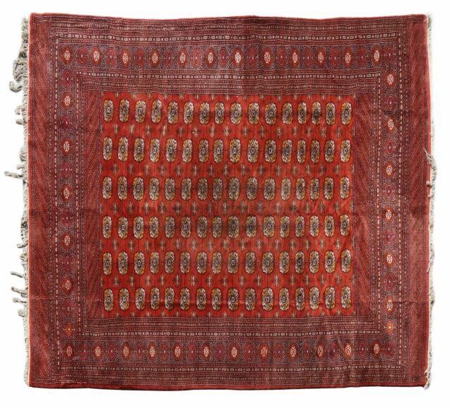 Appraisal: Hand-tied Turkoman wool tribal rug approx ' l ' w