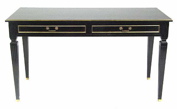 Appraisal: A Louis XVI style brass mounted ebonized wood bureau plat