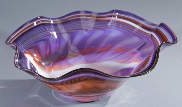 Appraisal: th Century Art Glass Bowl Marked on bottom with three