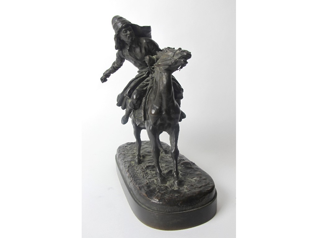 Appraisal: AFTER EUGENE LANCERAY - COSSACK ON HORSEBACK Bronze sculpture signed