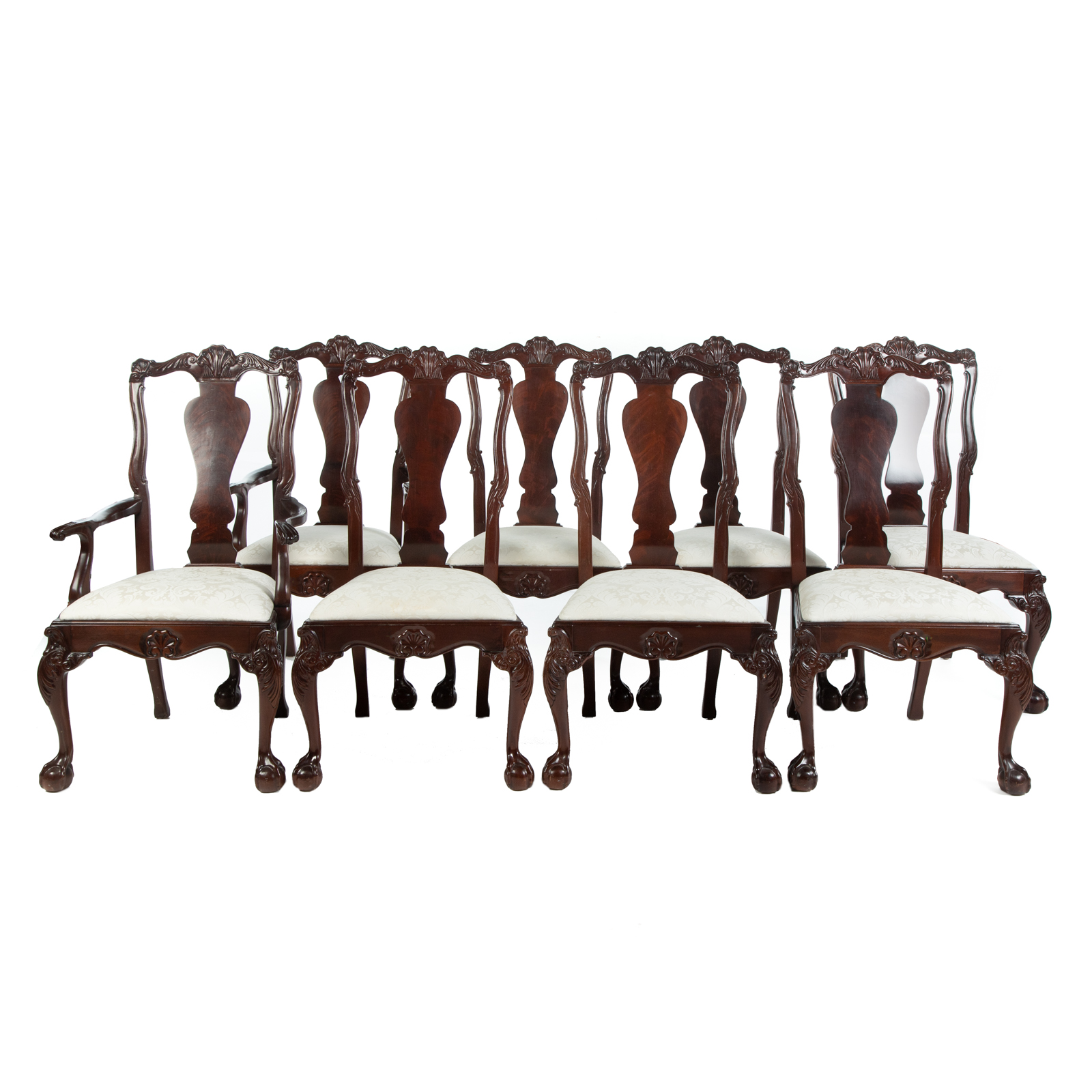 Appraisal: EIGHT BERNHARDT MAHOGANY CHIPPENDALE STYLE CHAIRS Late th century having