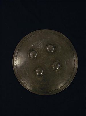 Appraisal: An Indo Persian dahl shield decorated allover in silver with