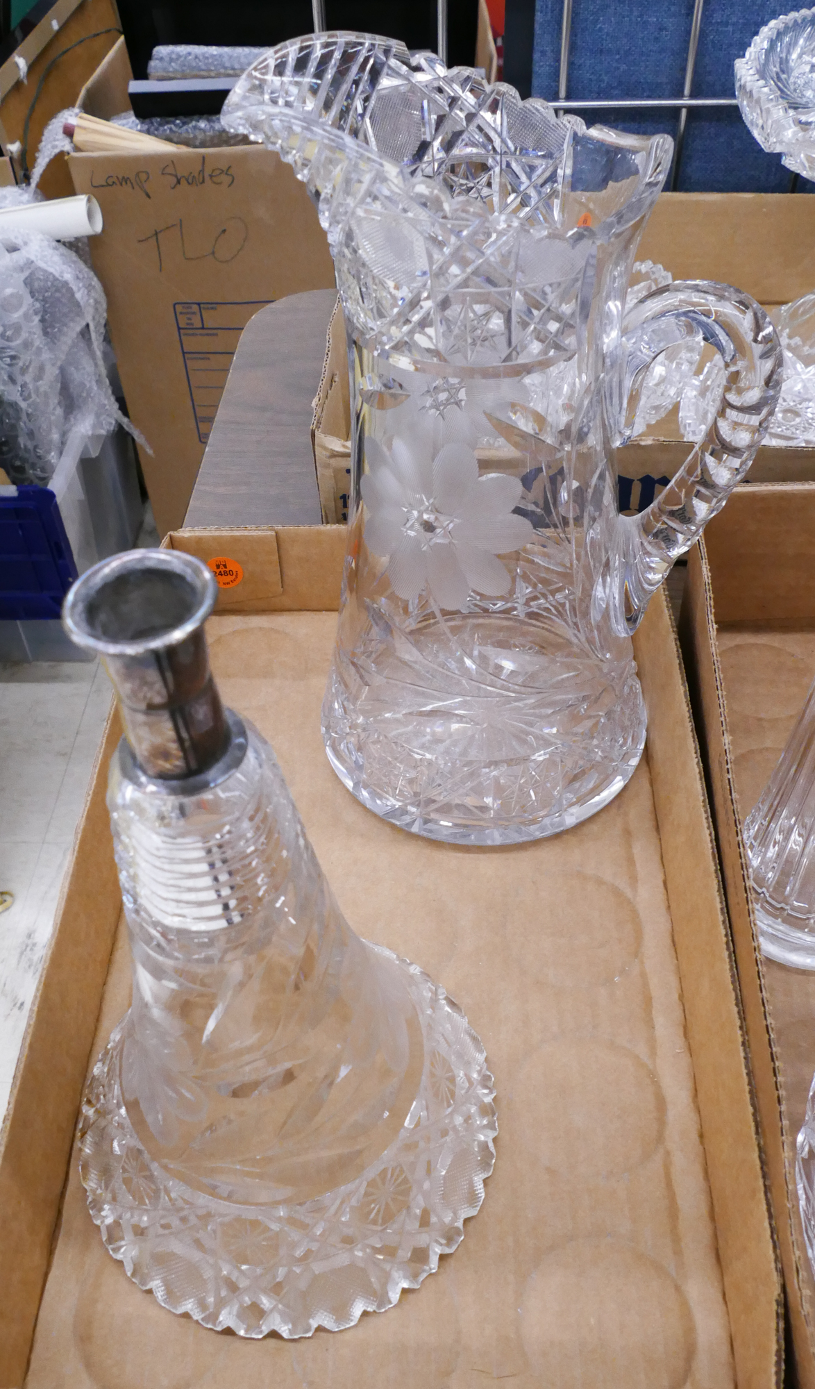 Appraisal: Box Cut Glass Pitcher Etc