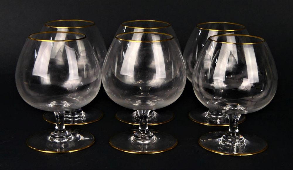 Appraisal: LOVELY BACCARAT SET GOLD RIM BRANDY SNIFTERS Each glass stands