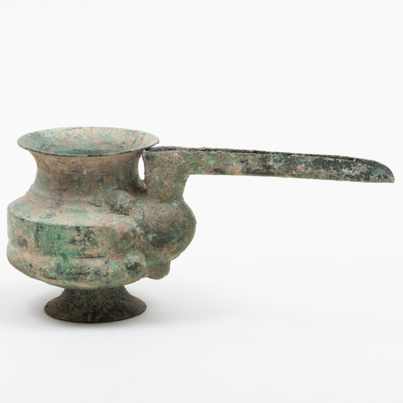 Appraisal: LURISTAN BRONZE SPOUTED JAR x x in diam Provenance Purchased