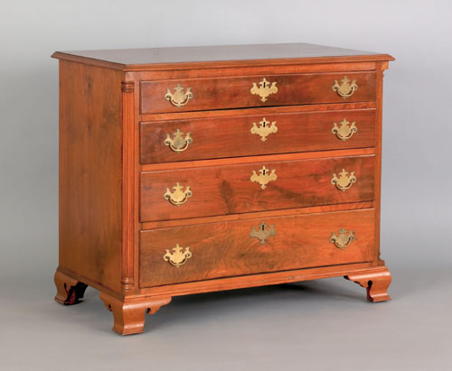 Appraisal: Pennsylvania Chippendale walnut chest of drawers ca with four drawers