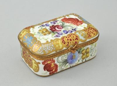 Appraisal: A Meissen Hand Painted Porcelain Box Of rectangular shape with