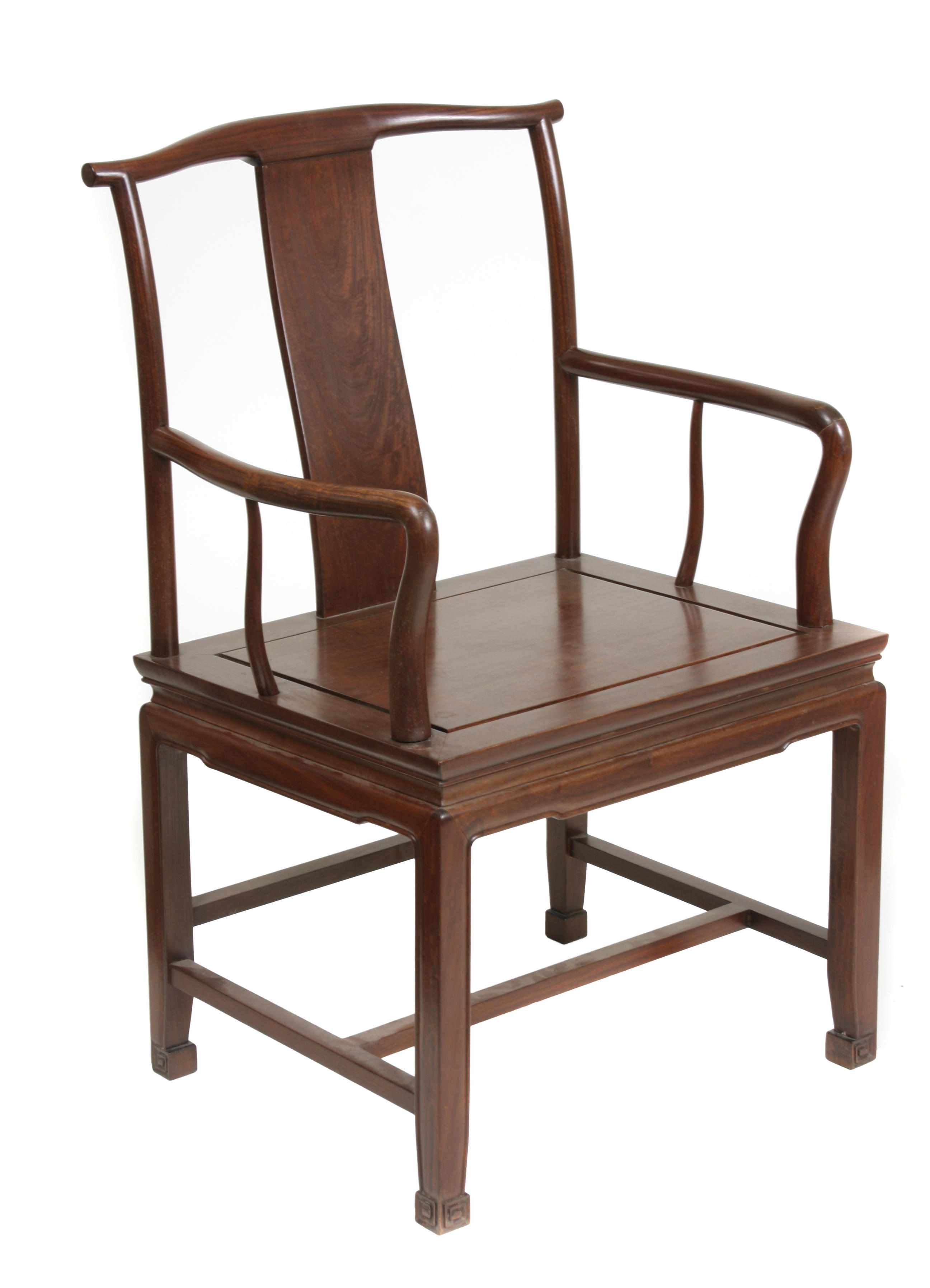 Appraisal: A Chinese hardwood armchair height in width in depth in