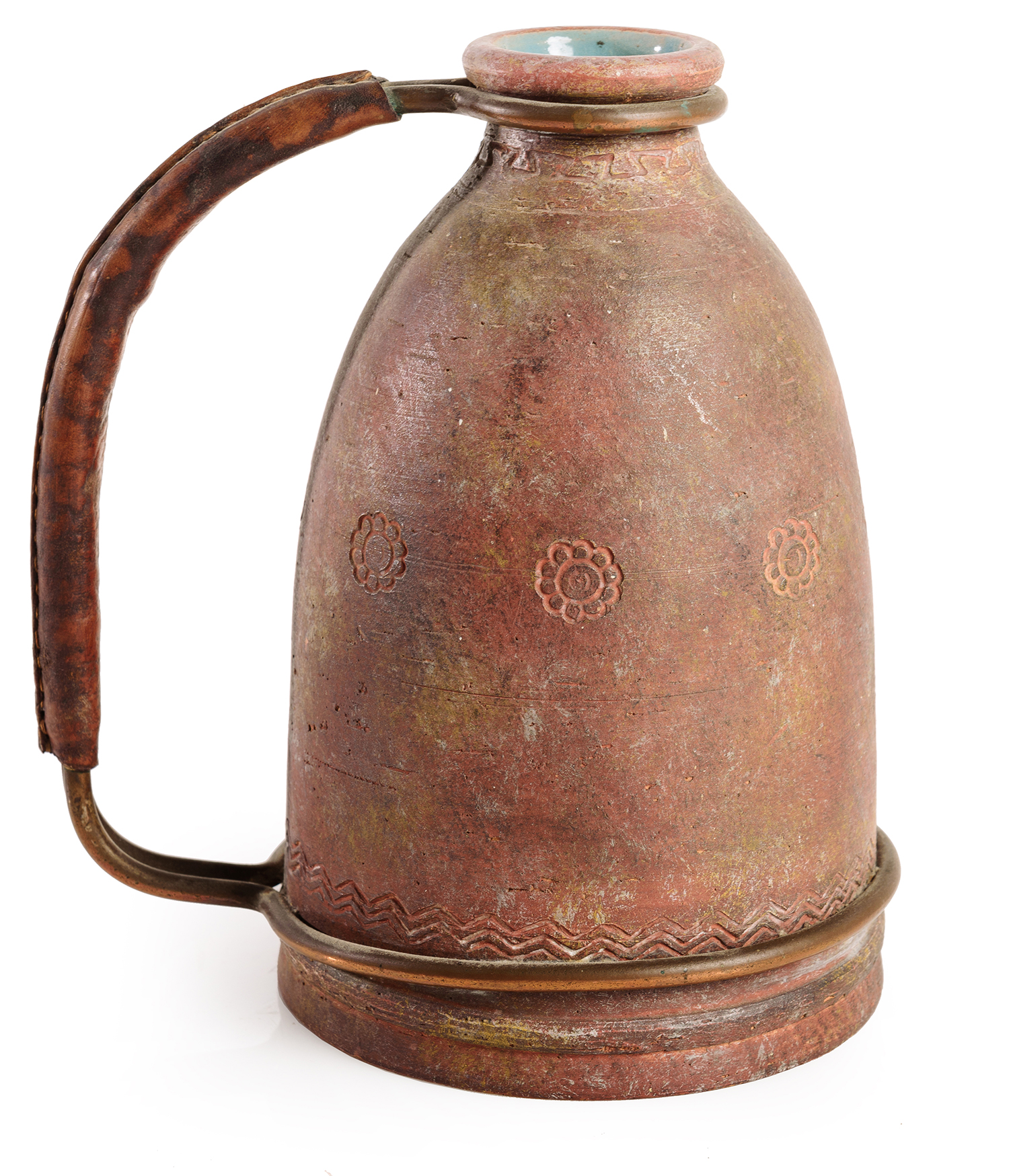 Appraisal: FAGGIANO ZACCAGNINI PITCHER Brass and terracotta Italy c s h