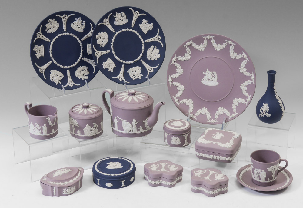 Appraisal: PIECE GROUP WEDGWOOD JASPER Lavender and dark blue The lavender