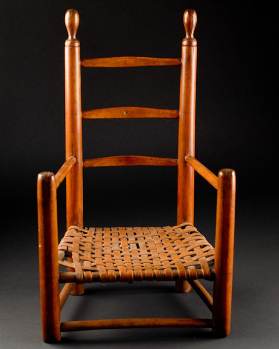 Appraisal: A th C Child's Ladderback Chair of mixed woods having