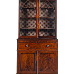 Appraisal: A George III Mahogany Secretary Bookcase th th Century Height