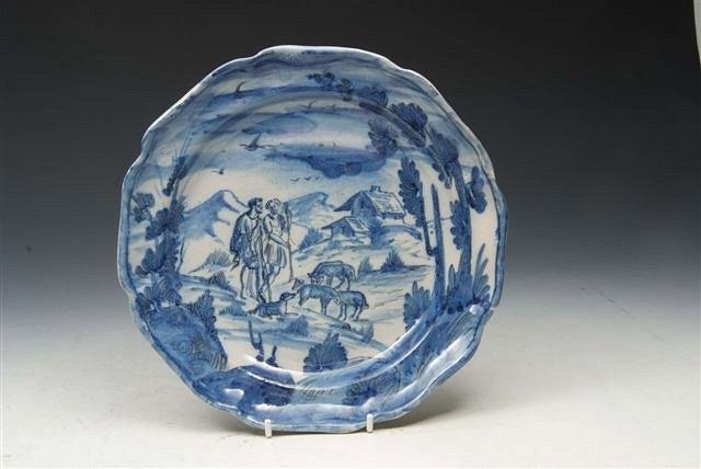 Appraisal: A SAVONA MAIOLICA BLUE AND WHITE DISH decorated with an