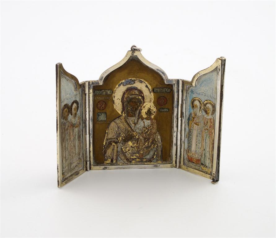 Appraisal: A Russian silver triptych