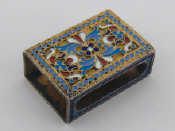 Appraisal: A small Russian silver-gilt cloisonn enamelled matchbox holder only marked