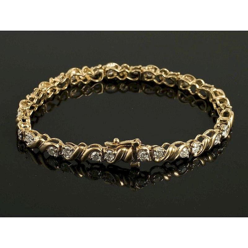 Appraisal: Ladies Diamond Bracelet Ladies diamond k gold tennis bracelet bypass