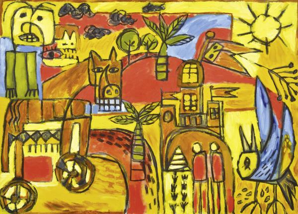 Appraisal: PASQUALE GIARDINO BORN Farm oil on canvas PASQUALE GIARDINO BORN