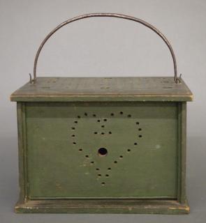 Appraisal: Green carrying box A th century Green painted Ash carrying