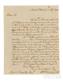 Appraisal: Washington George - Autograph Letter Signed Mount Vernon September Single