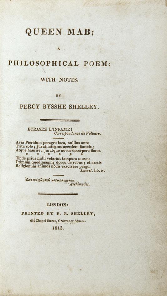 Appraisal: SHELLEY Percy Bysshe - Queen Mab A Philosophical Poem with