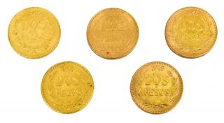 Appraisal: MEXICO DOS PESOS GOLD COINS lot of Mexico Dos Pesos