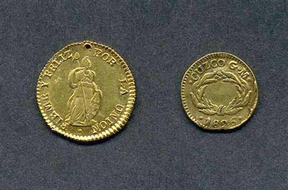 Appraisal: pieces Gold Coins Peru escuda Cuzco mint Moderate wear esp