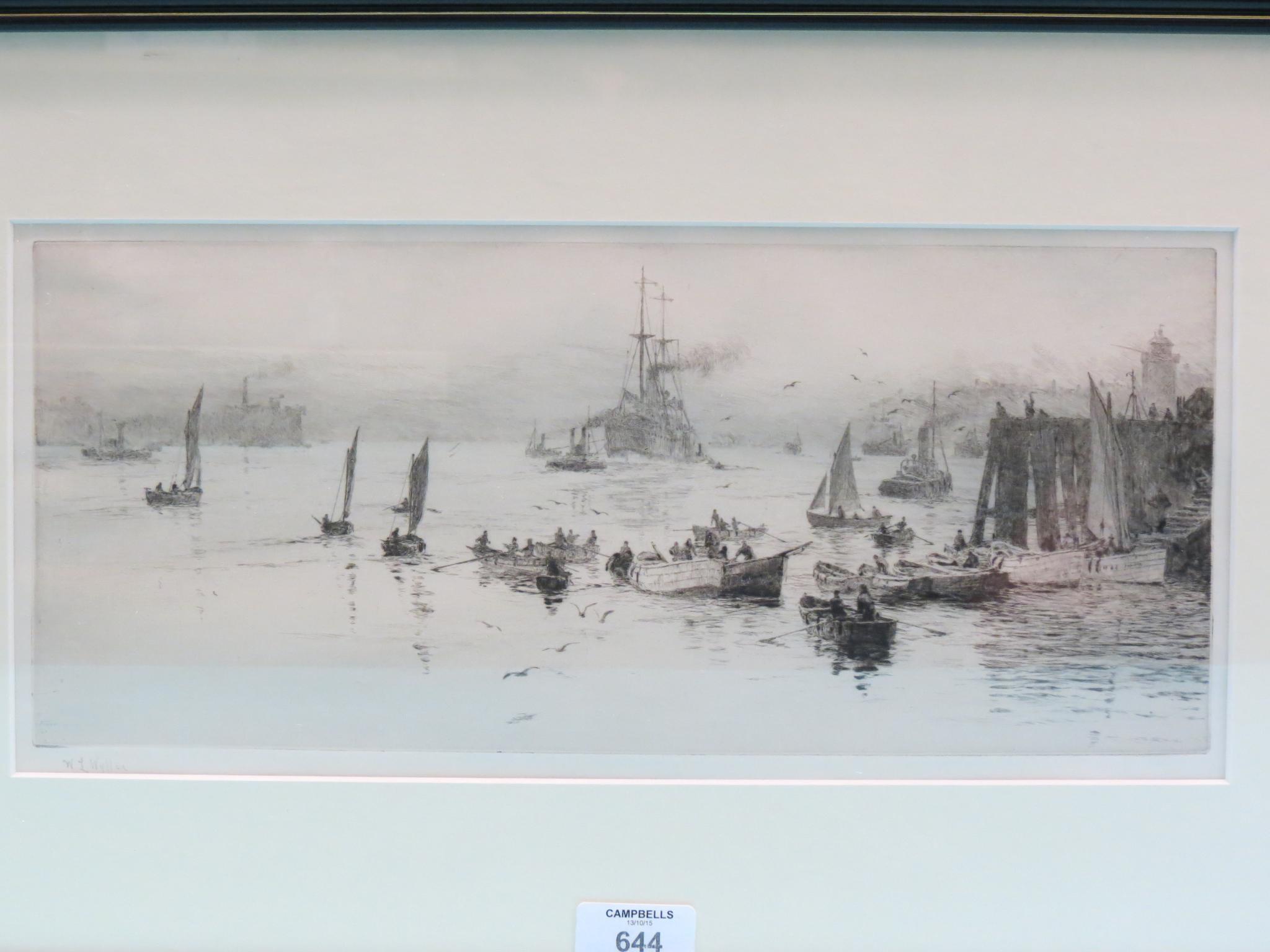 Appraisal: William Lionel Wyllie - marine etching entitled North Shields High