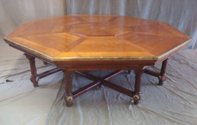 Appraisal: Large th Cent Octagonal Dining Table with Brass Trim Made