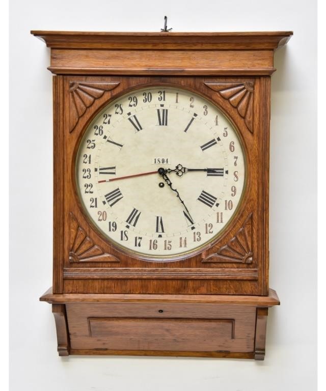 Appraisal: Oak cased calendar clock circa h x w x d