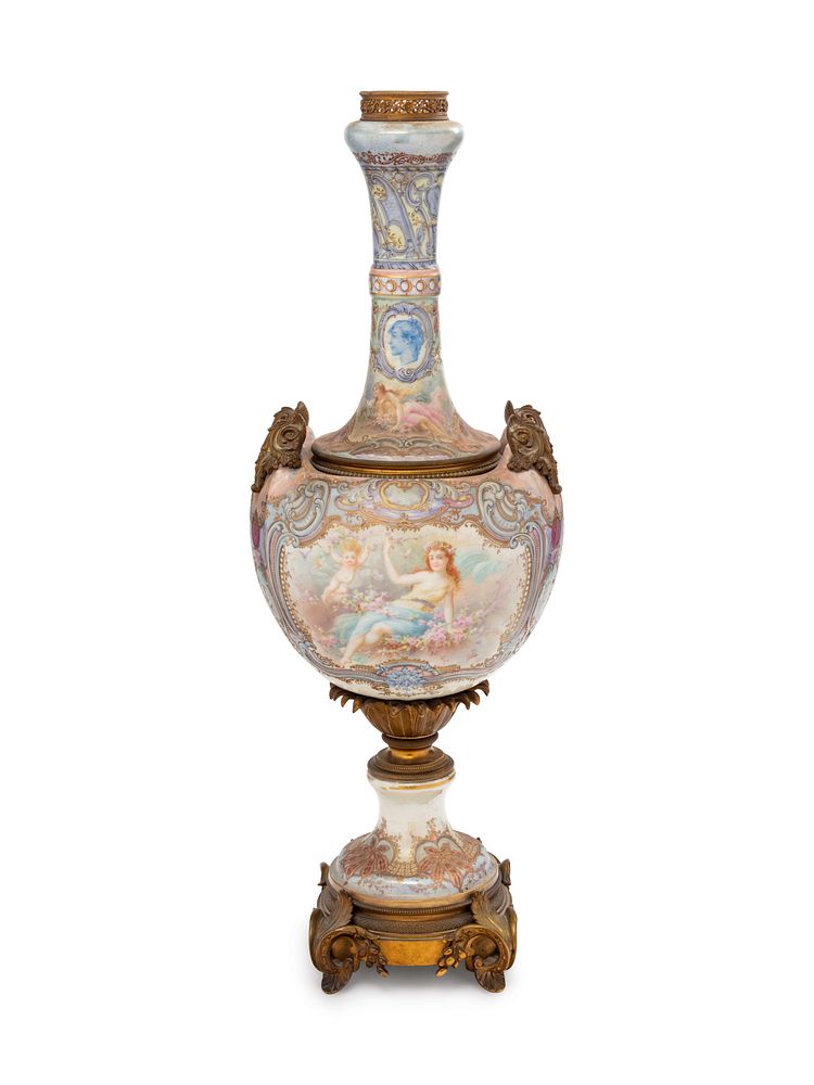 Appraisal: A Sevres Style Gilt Bronze Mounted Painted Porcelain Vase A