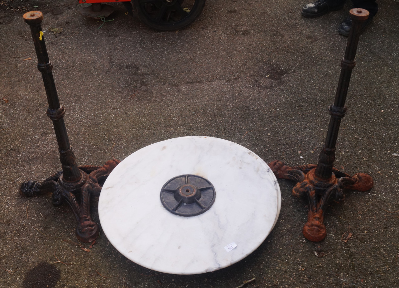 Appraisal: A pair of principally thC marble top pub tables each