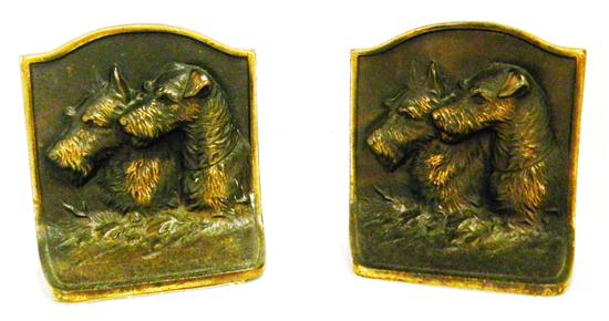 Appraisal: Pair bookends copper finish with profiles of Scottish terriers felt