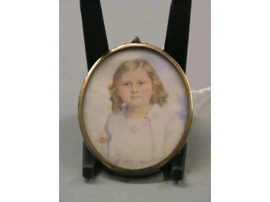 Appraisal: A portrait miniature oval shape half-length portrait of a young