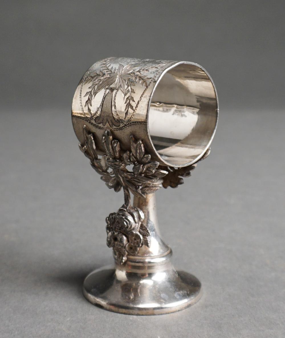 Appraisal: Aurora Silverplate Napkin Holder on Stand H in cm