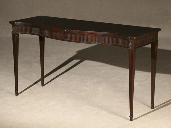 Appraisal: George III Style Mahogany Serpentine Serving Table th Century The