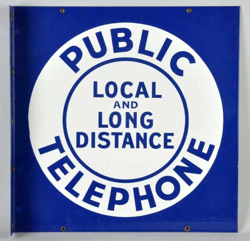 Appraisal: Porcelain Public Telephone Flange Sign Condition Excellent Plus Size x